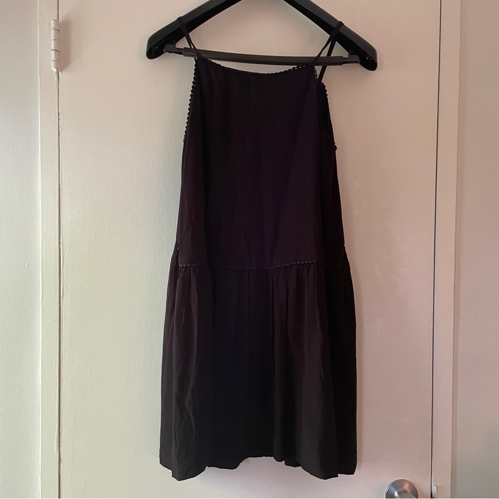 Ann Taylor LOFT Black Embroidered Tank Swing Dress - Size Small
